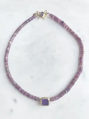 Nouveau ! ROOM SERVICE JEWELRY Collier Barocca Rubis Rose
