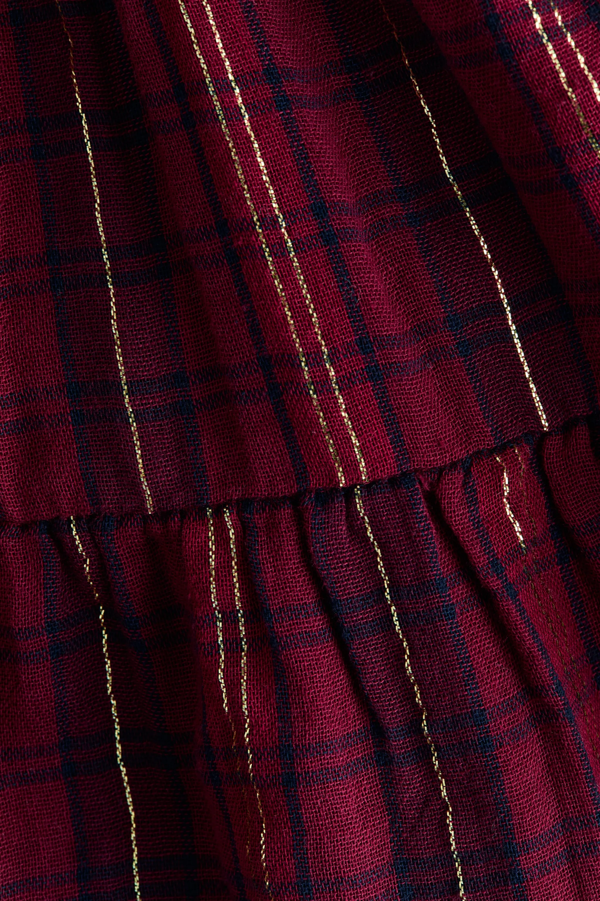 Ensemble 2 pièces robe et bandeau - Rouge foncé/carreaux