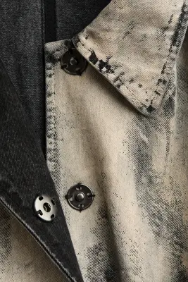 Veste en denim à effet peint - Gris — photo 4