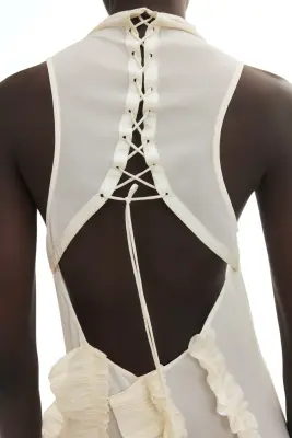 Robe maxi à volants ruchés - Blanc — photo 3