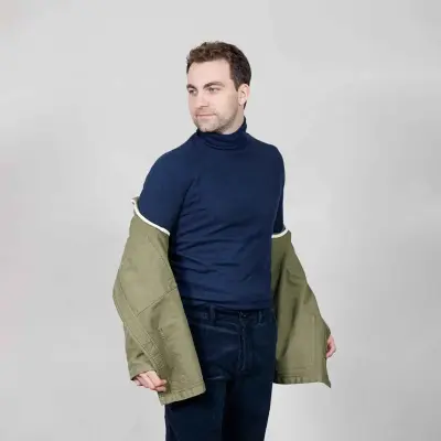 Veste Workwear en Moleskine en Coton Bio 4M/5 - Olive — photo 2