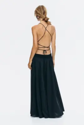 Robe façon crochet avec dos ouvert - Noir — photo 3