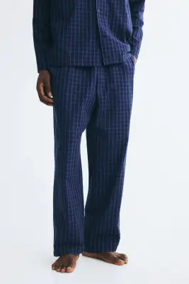 Chemise et pantalon de pyjama en popeline - Bleu marine/carreaux — photo 2
