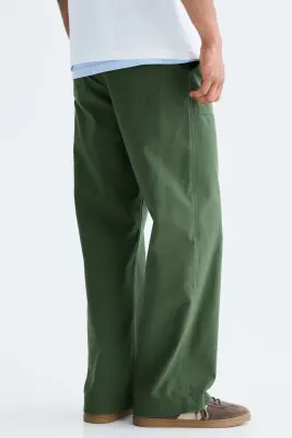 Pantalon Relaxed Fit en twill - Vert — photo 3