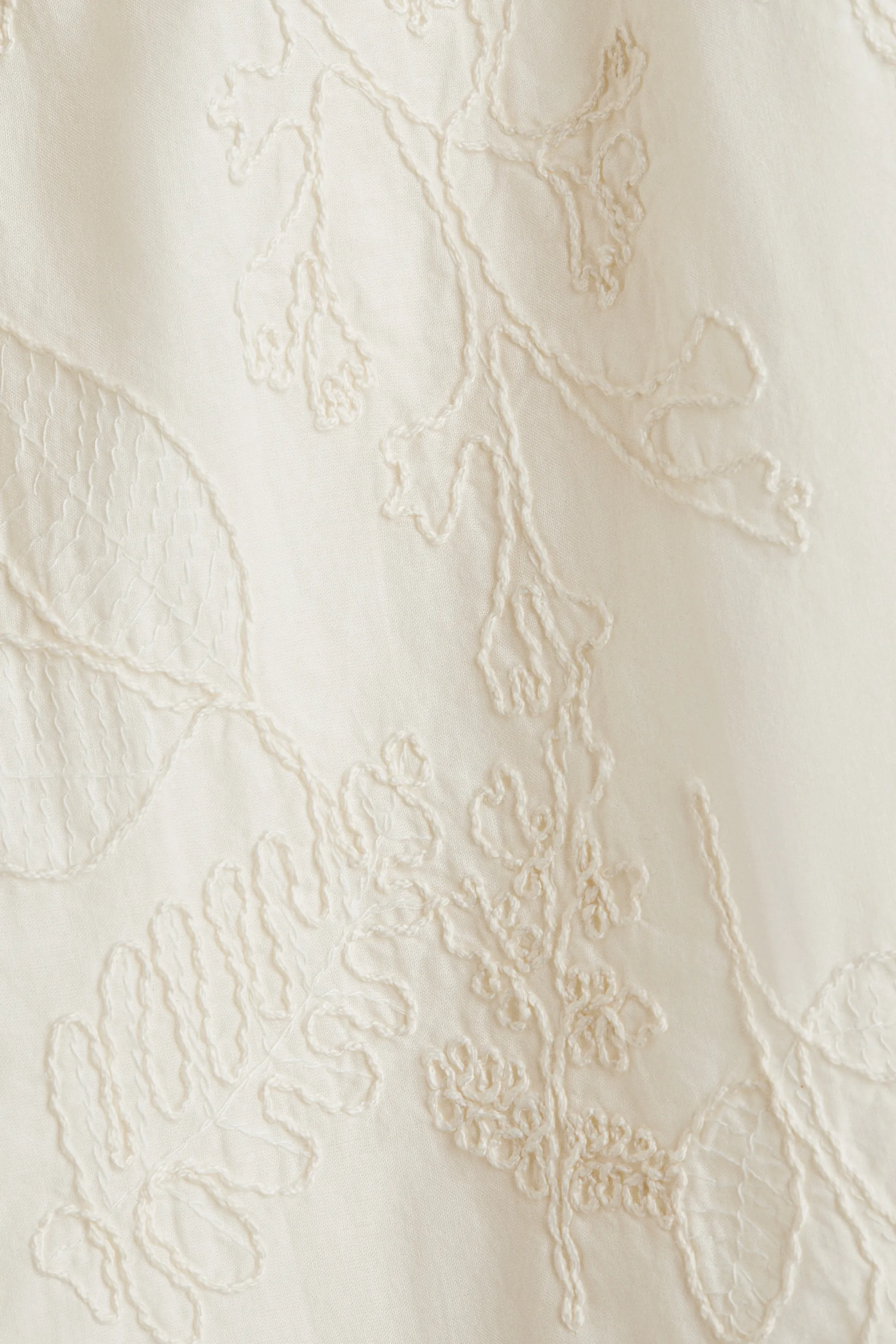 Pantalon brodé avec cordon de serrage - Crème