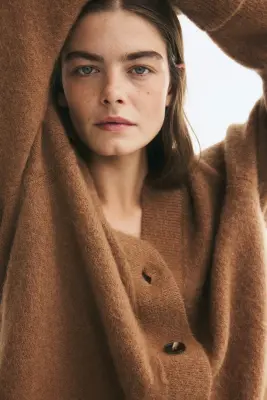 Gilet oversize en mohair mélangé - Beige foncé — photo 3