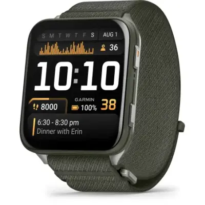 Garmin Venu X1 Vert Moss fond titane Gray bracelet nylon ComfortFit vert Moss 010-02980-03 — photo 1