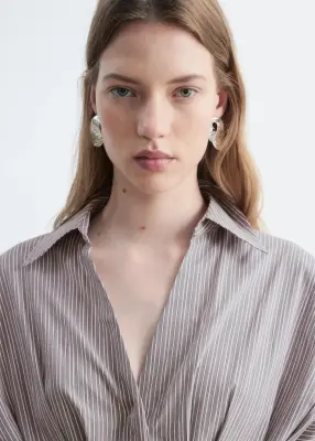 Chemise ajustée en coton - Gris/Rose — photo 3