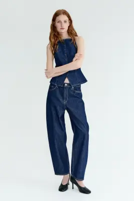 Gilet sans manches en denim - Bleu denim foncé — photo 2