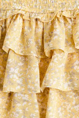 Mini jupe-short à étages en viscose - Jaune/fleuri — photo 3