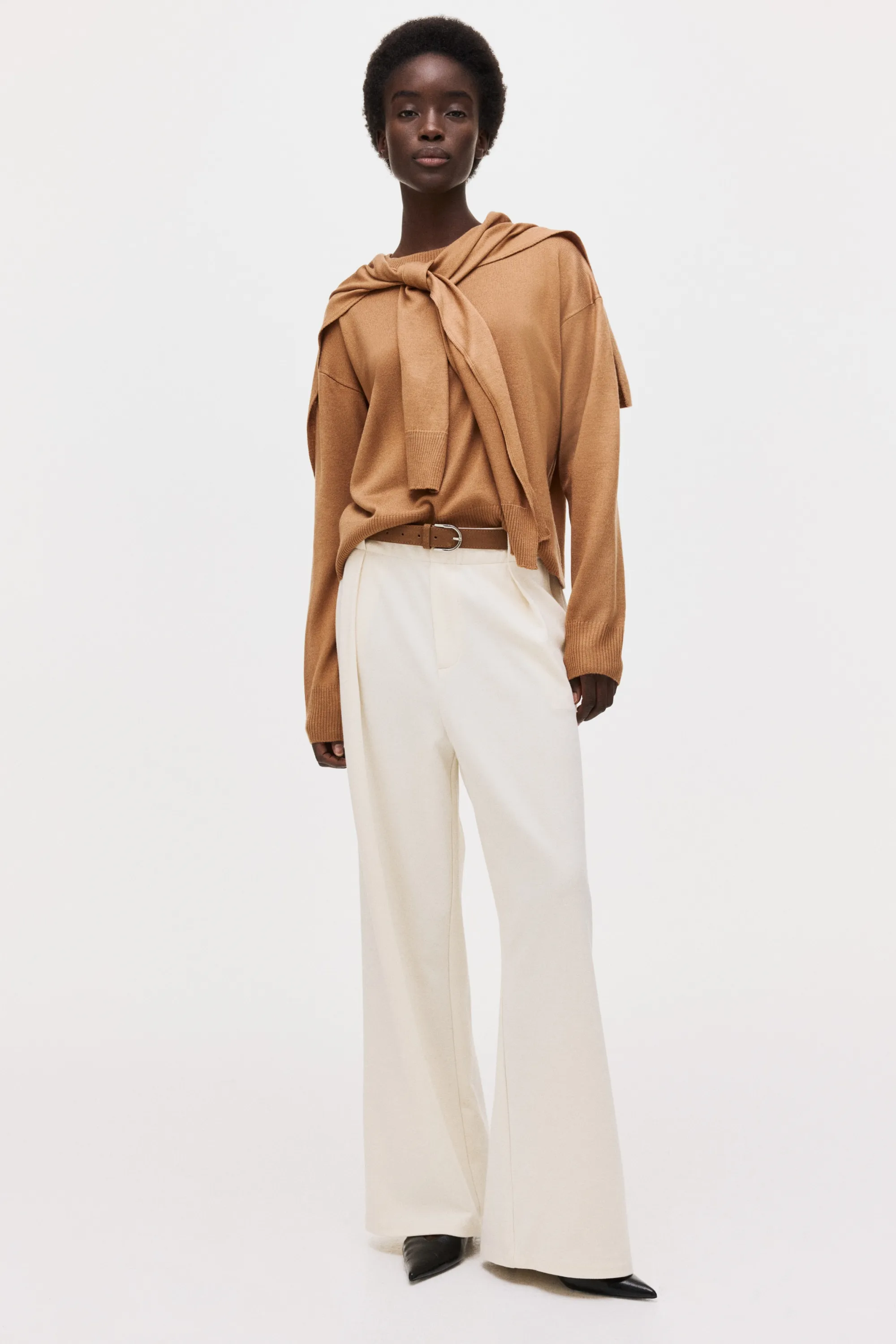 Pull avec détail façon écharpe - Marron clair