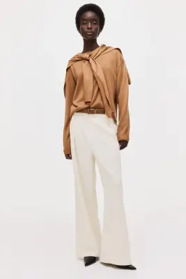 Pull avec détail façon écharpe - Marron clair — photo 1