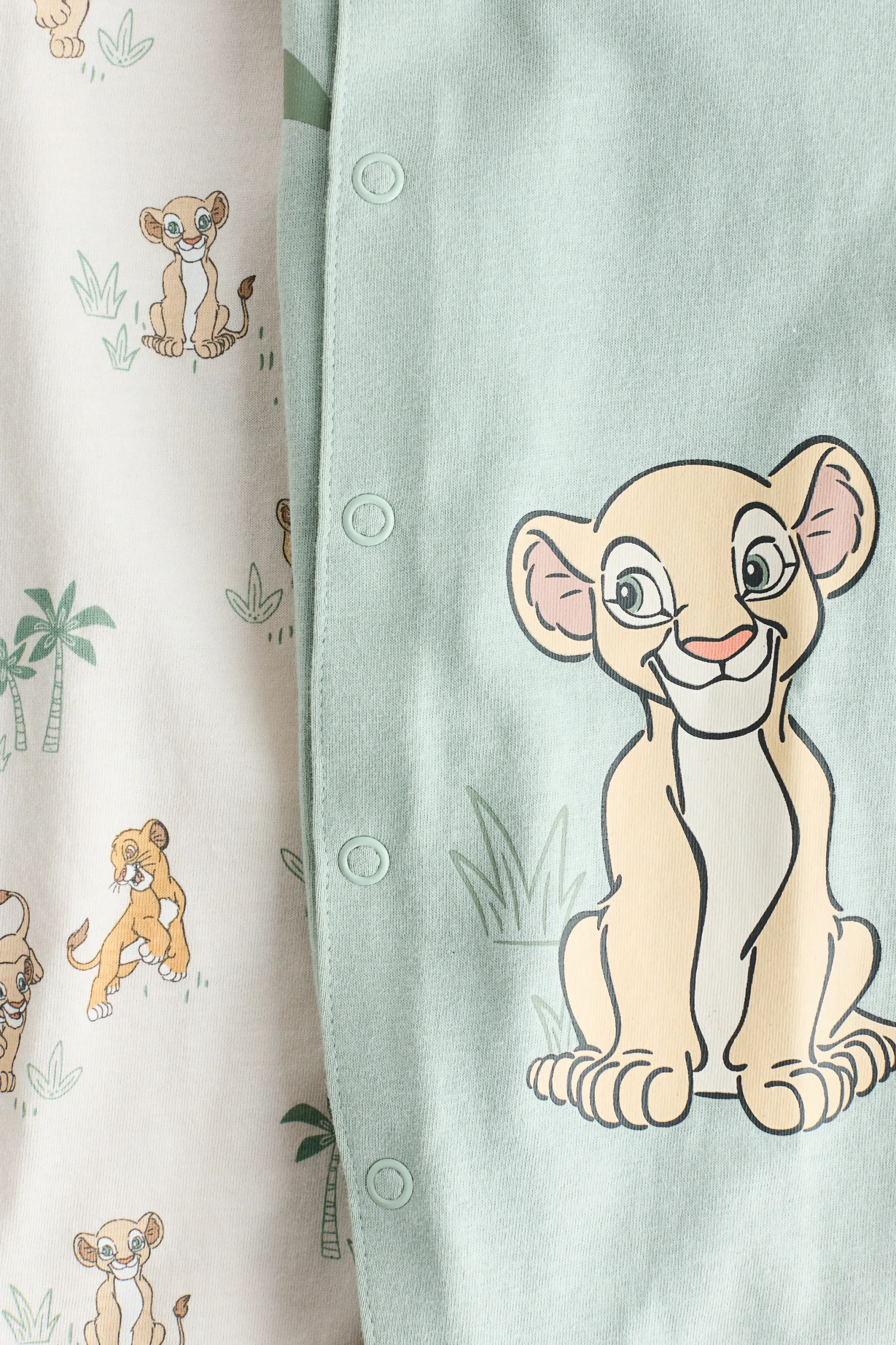Lot de 2 pyjamas imprimés en coton - Turquoise clair/Le Roi lion