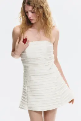 Robe bandeau volantée - Blanc — photo 1