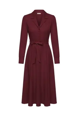 Hortensia Belted Dress - Bordeaux — photo 4
