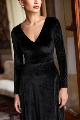 Azure Velvet Dress - Black — photo 2
