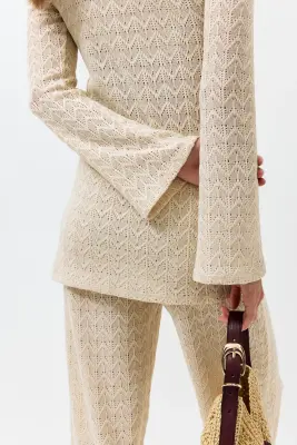 MAMA Ensemble 2 pièces en maille pointelle - Beige clair — photo 3