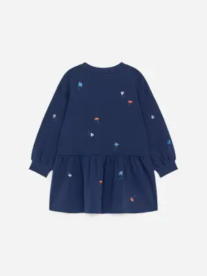 Robe sweat oversize - Bleu foncé/Fleurs — photo 1