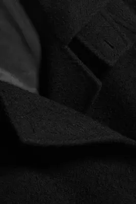 Manteau croisé ceinturé en mélange de laine - Noir - Chevrons — photo 4