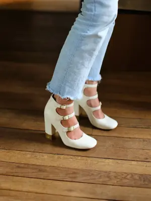 Babies multi-brides en cuir vieilli ivoire boucles dorées Prix boutique 1090€ Taille 37 — photo 3