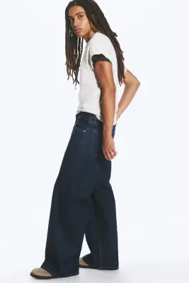 Jean large ample taille standard unisexe Solar - Blue Rinse – Bleu foncé — photo 2