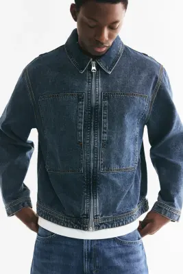 Veste workwear en denim - Bleu denim foncé — photo 1