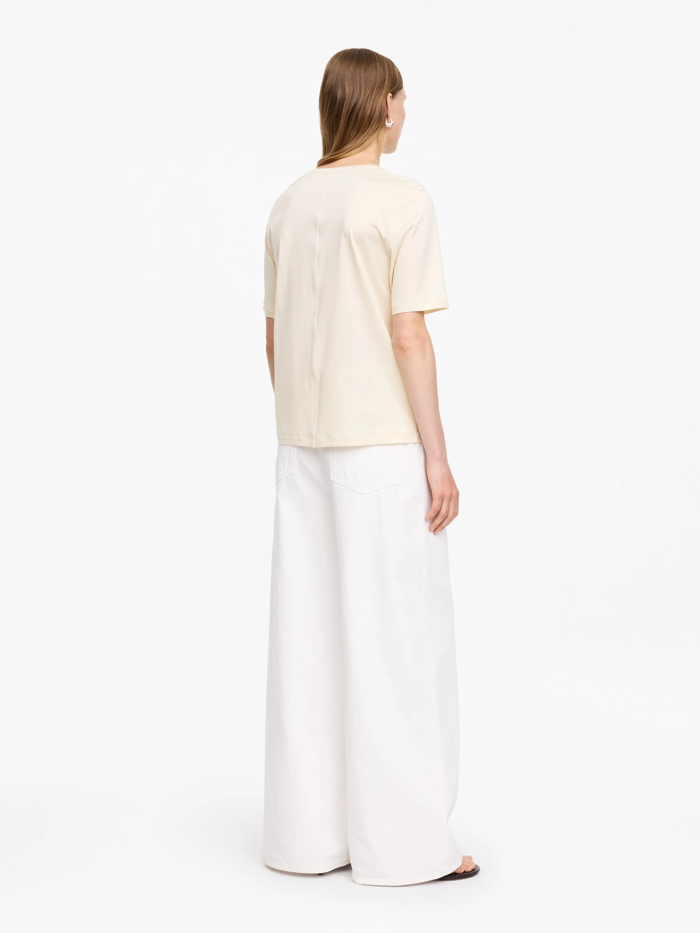 T-shirt en coton et lyocell - Blanc