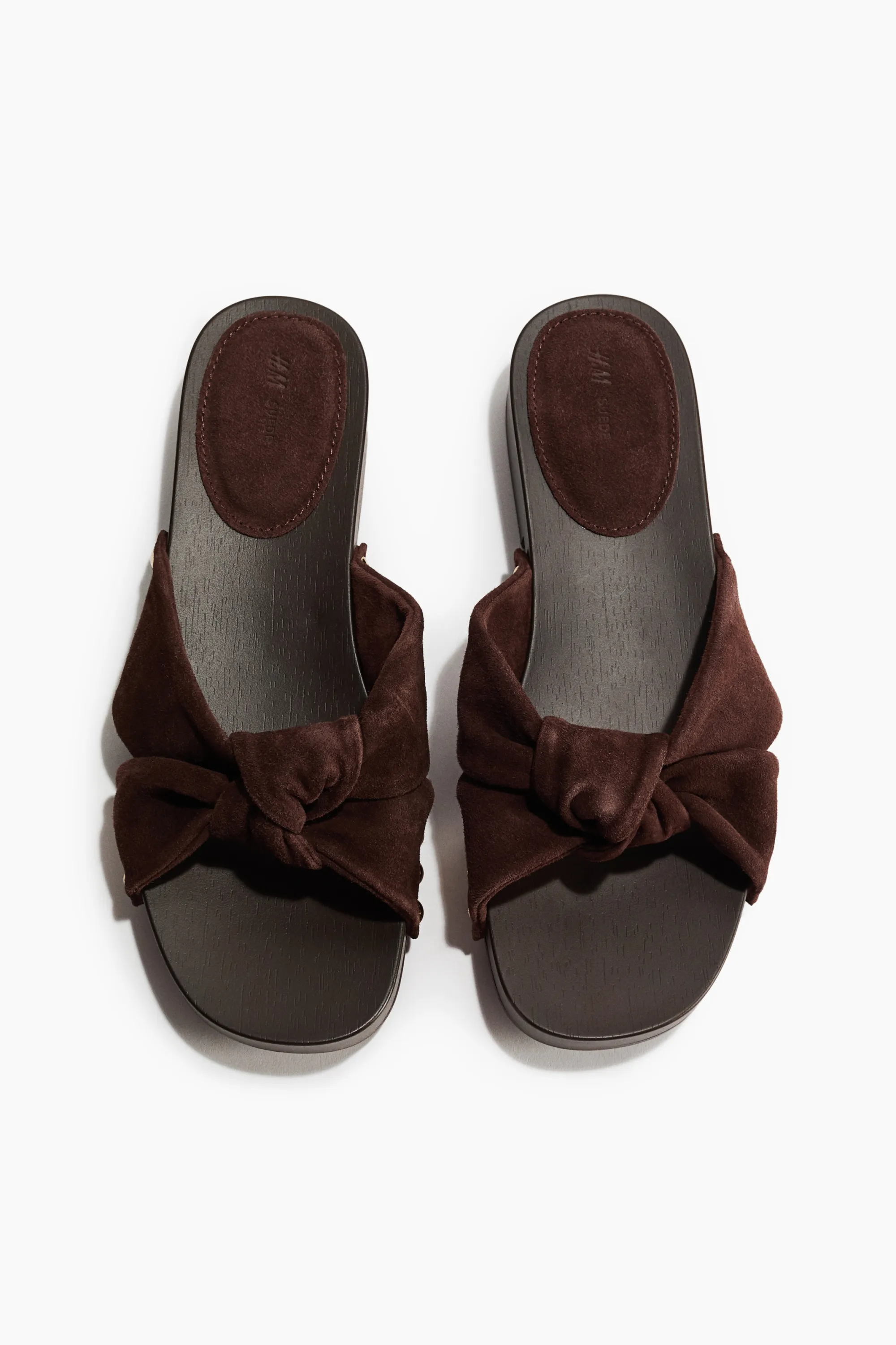 Sandales en cuir velours - Marron foncé