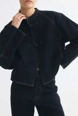 Veste en denim avec boutons noués - Bleu denim foncé — photo 2