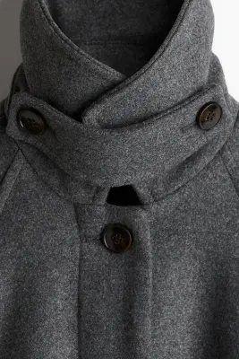 Manteau avec ceinture à nouer - Gris foncé chiné — photo 5