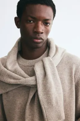 Pull Regular Fit en laine - Taupe — photo 2