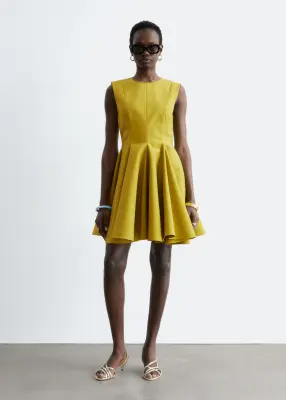 Robe courte plissée - Chartreuse — photo 2