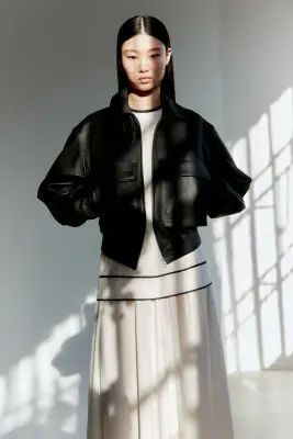 Robe à effet superposé - Crème/noir — photo 1