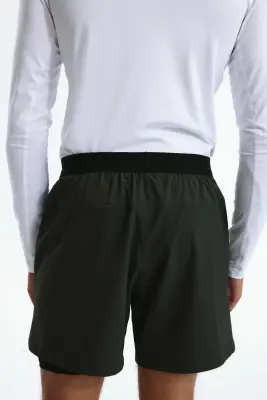 Short de sport superposé DryMove™ - Olive foncé/noir — photo 3