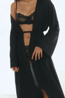 Robe de chambre en jersey - Noir — photo 1