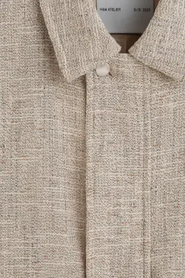 Veste courte en tissu texturé - Beige chiné — photo 1