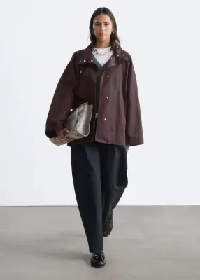 Veste à col en velours côtelé - Marron foncé — photo 2