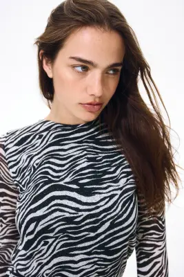 Robe imprimée avec liens à nouer dans le dos - Noir/imprimé zèbre — photo 1