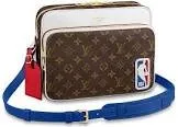 Sac nil messenger x nba 2020 toile monogram ebene/bleu-blanc-rouge avec bandouliere