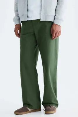 Pantalon Relaxed Fit en twill - Vert — photo 1