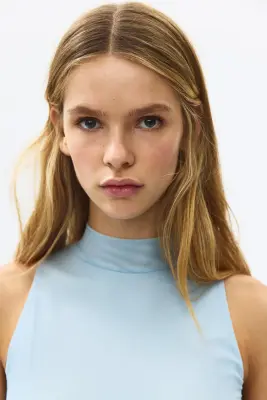 Robe en mesh à effet drapé - Bleu clair — photo 1