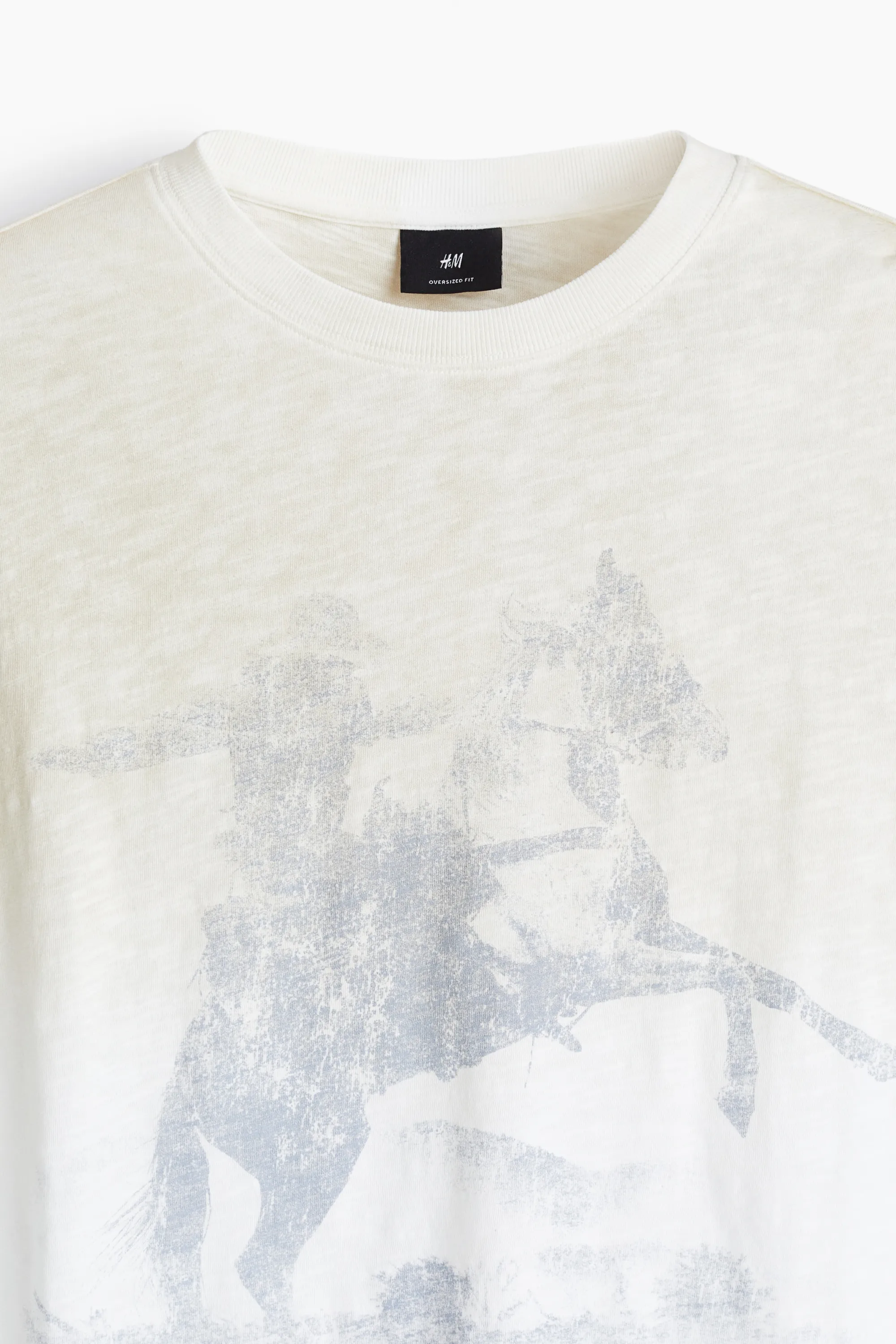 T-shirt Oversized Fit - Blanc/cow-boy