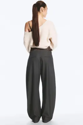Pantalon ballon taille basse - Gris foncé chiné — photo 2