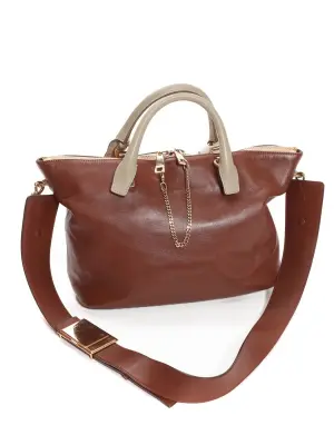 Sac à main BAYLEE à bandoulière en cuir camel et rouge bordeaux prix boutique 1500€ — photo 2