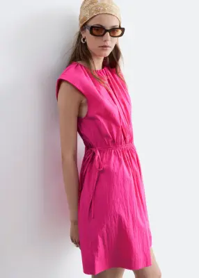 Robe sans manches cordon de serrage à la taille - Rose vif — photo 4