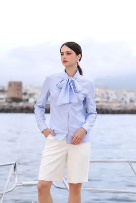Kira Cotton Blouse - Stripes — photo 4