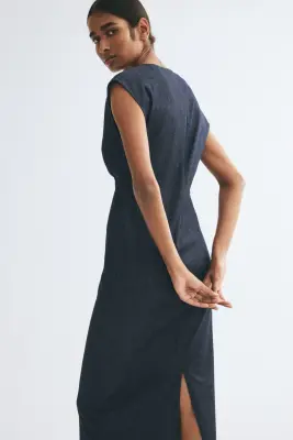 Robe midi en denim - Bleu denim foncé — photo 3