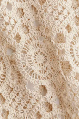 Top façon crochet en maille ajourée - Beige clair — photo 3