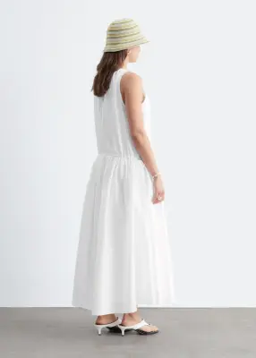 Robe froncée en coton - Blanc — photo 3