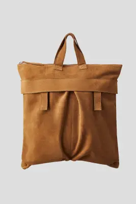 Sac en cuir velours fendu - Beige — photo 2
